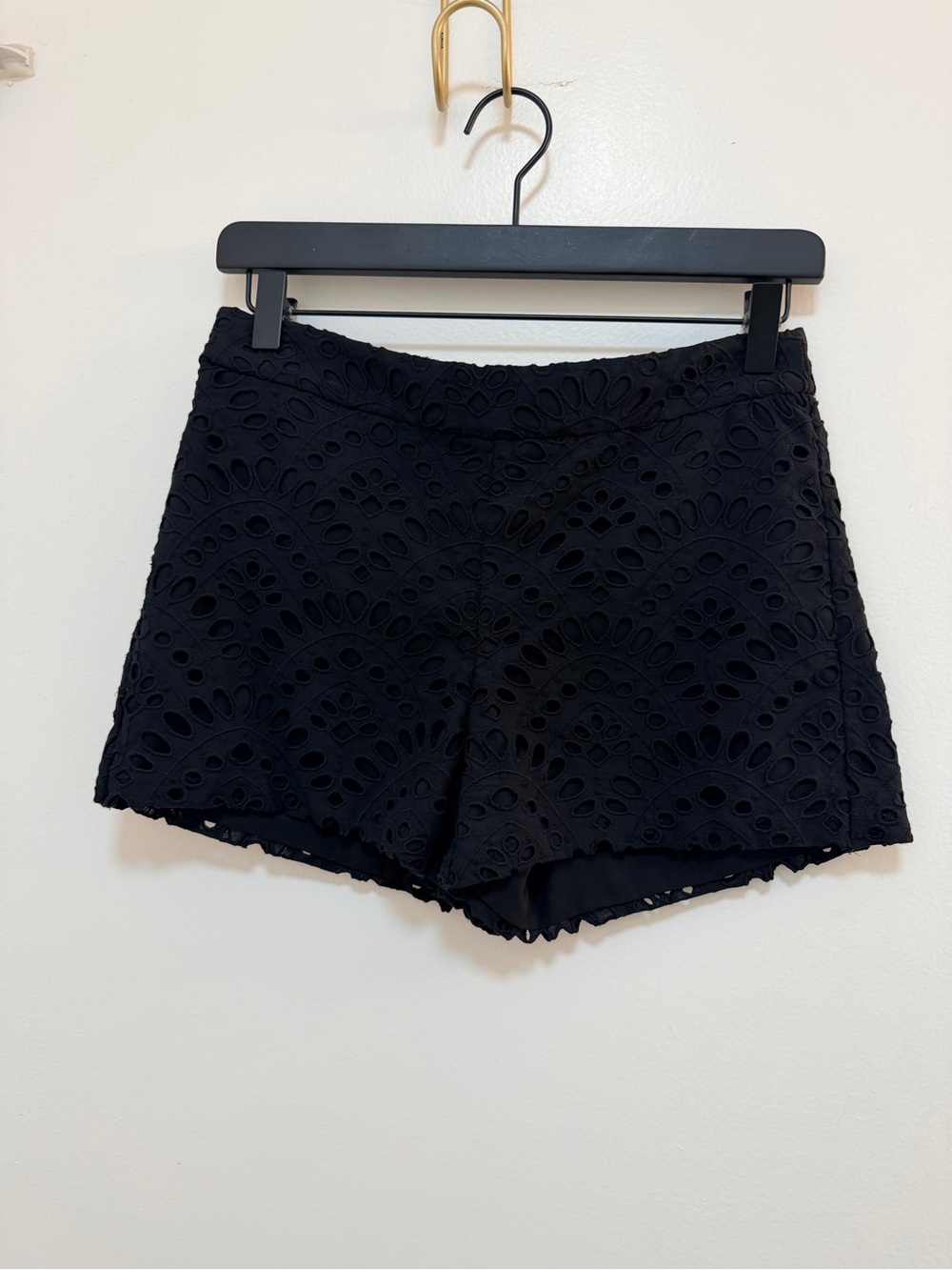 Alice + Olivia Black Eyelet Lace Women's Shorts